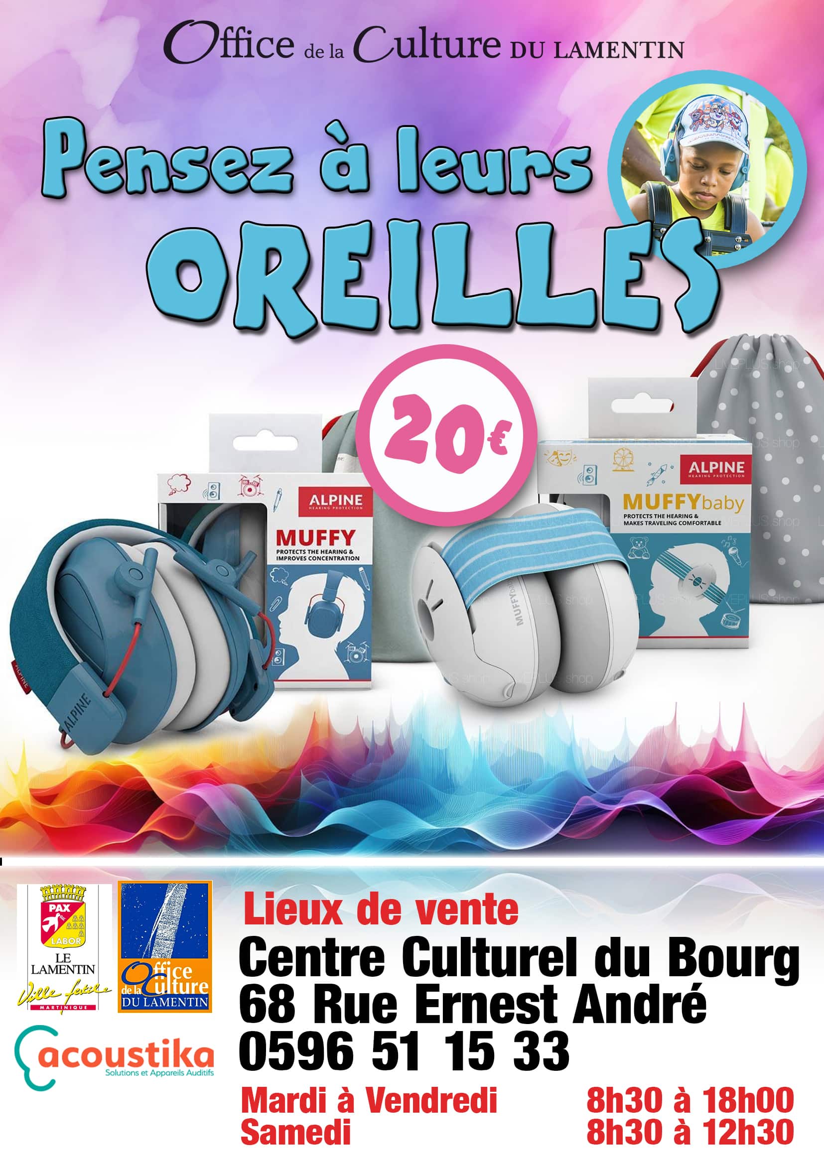 Protégez vos enfants des violences sonores durant ce Carnaval. des casques pour enfants et bébés sont disponibles au centre culturel du Bourg au tarif de 20€.